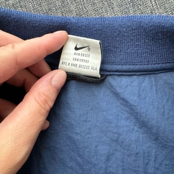 Vtg 90s Nike Windbreaker Jacket Blue Mock Neck Zip Nylon Embroidered Logo Sz XL - Picture 9 of 12